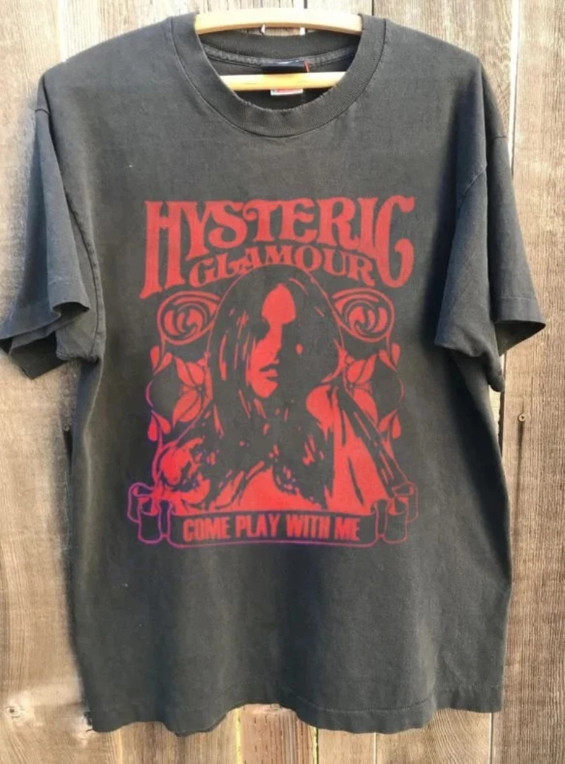 Vintage Hysteric Glamour Tour Rare Design Charcoal Unisex T shirt S-4XL Men Women High Quality Unisex Summer Short Sleeve