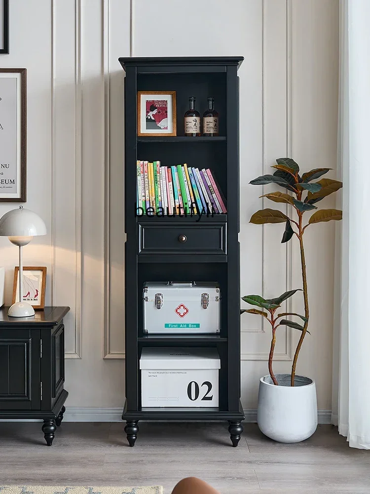 

American Solid Wood TV Cabinet Side Cabinet Clothes Closet Simple Black Small Apartment Storage Cabinet Modern Household