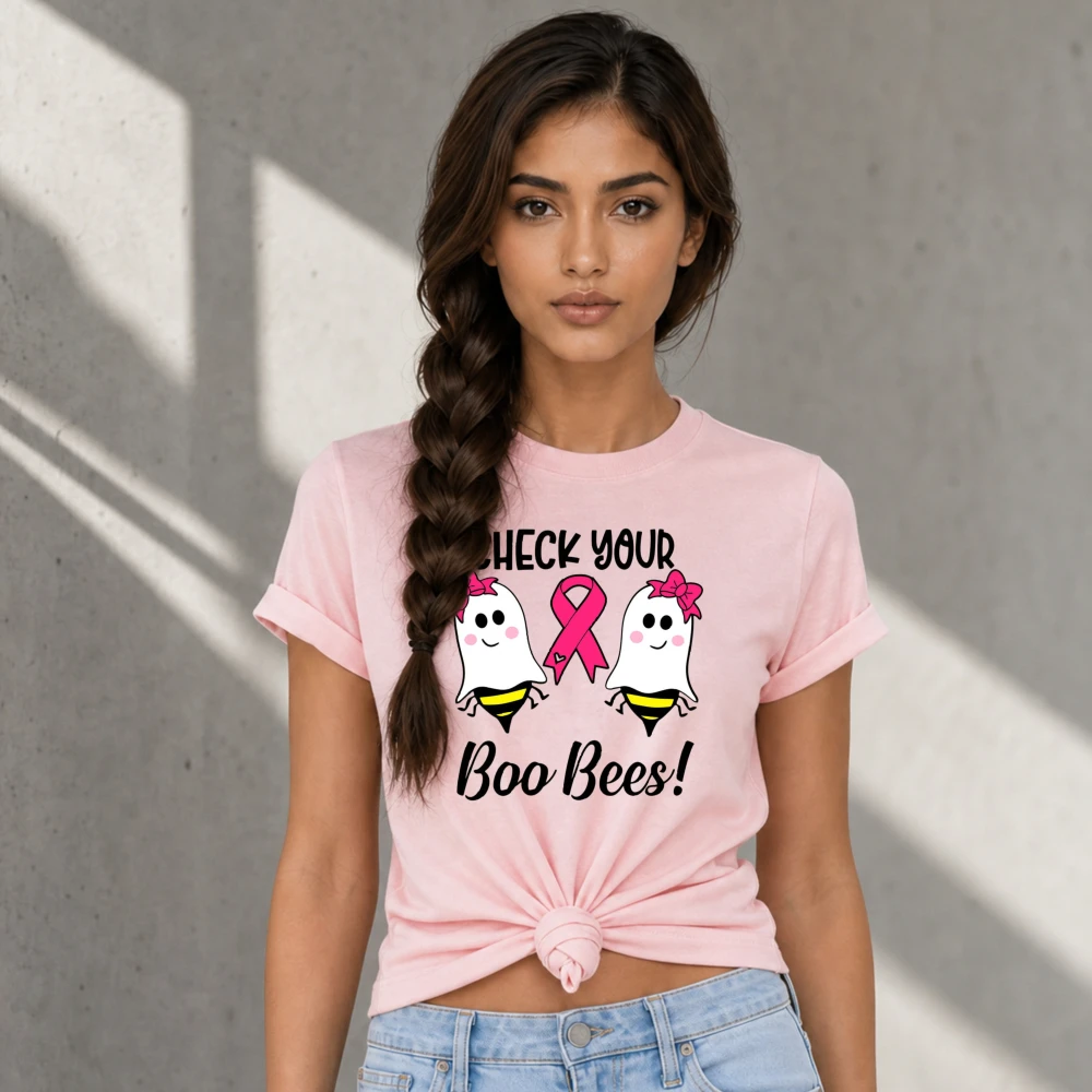 In This Family Nobody Fights Alone Breast Cancer Awareness Tshirt Pink Ribbon Support Warrior Short Sleeve Women Casual Tee Tops