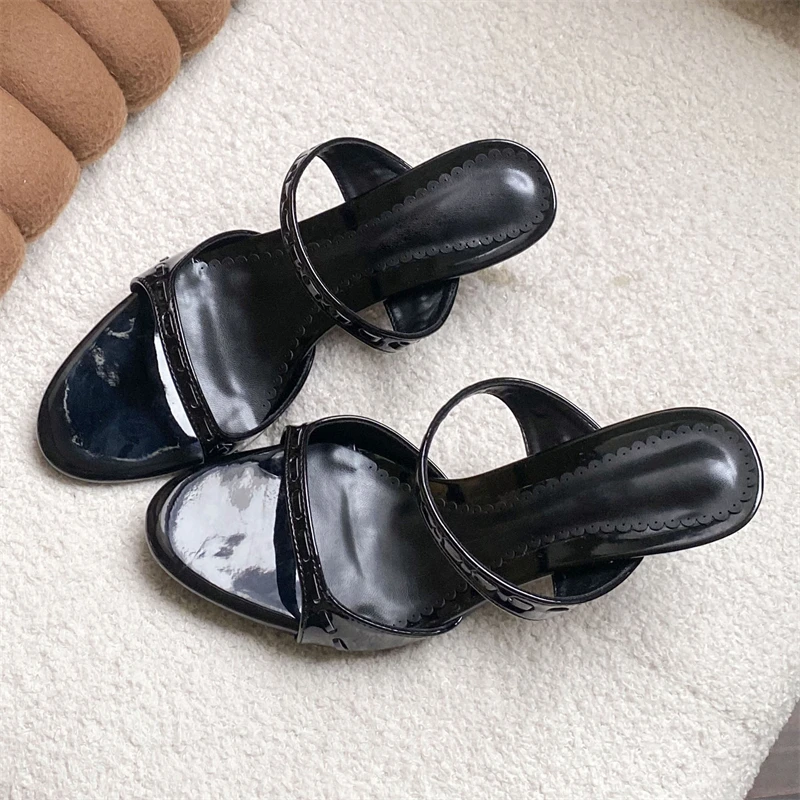

Eilyken New Fashion Narrow Band Open Toe Women Slippers Sexy Thin High Heels Banquet Wedding Slide Ladies Shoes