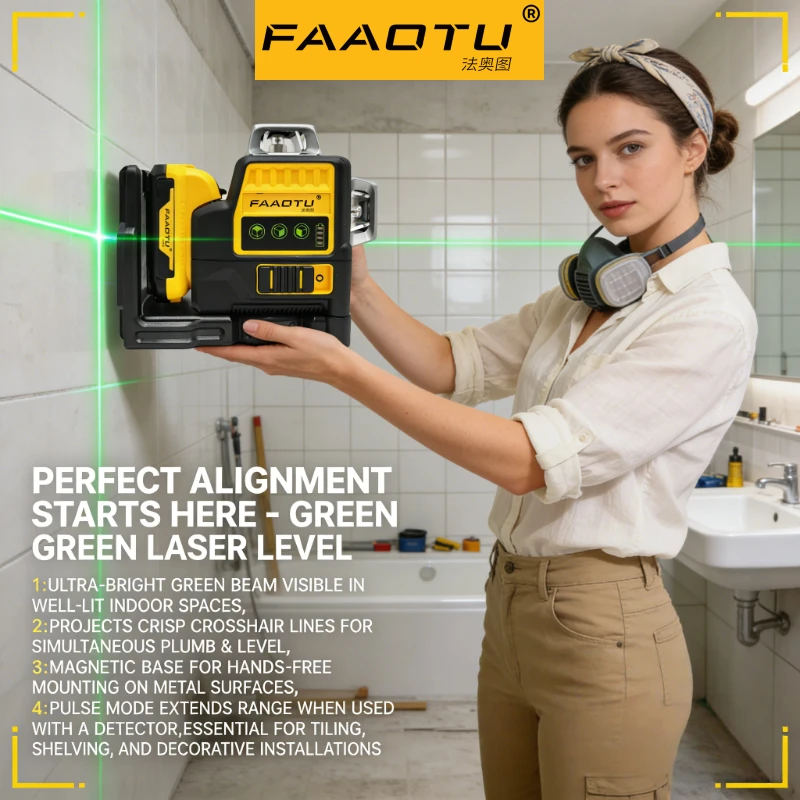 FAAOTU Cross Line Laser Level, Same Accuracy as DW, Construction Use Suitable for DW battery