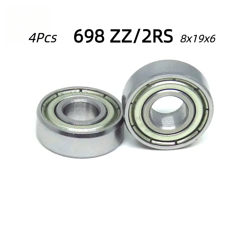 4Pcs 698ZZ / 698-2RS Deep Groove Ball Bearings 8×19×6mm Double Metal Shield / Rubber Sealed Chrome Steel Miniature Bearings