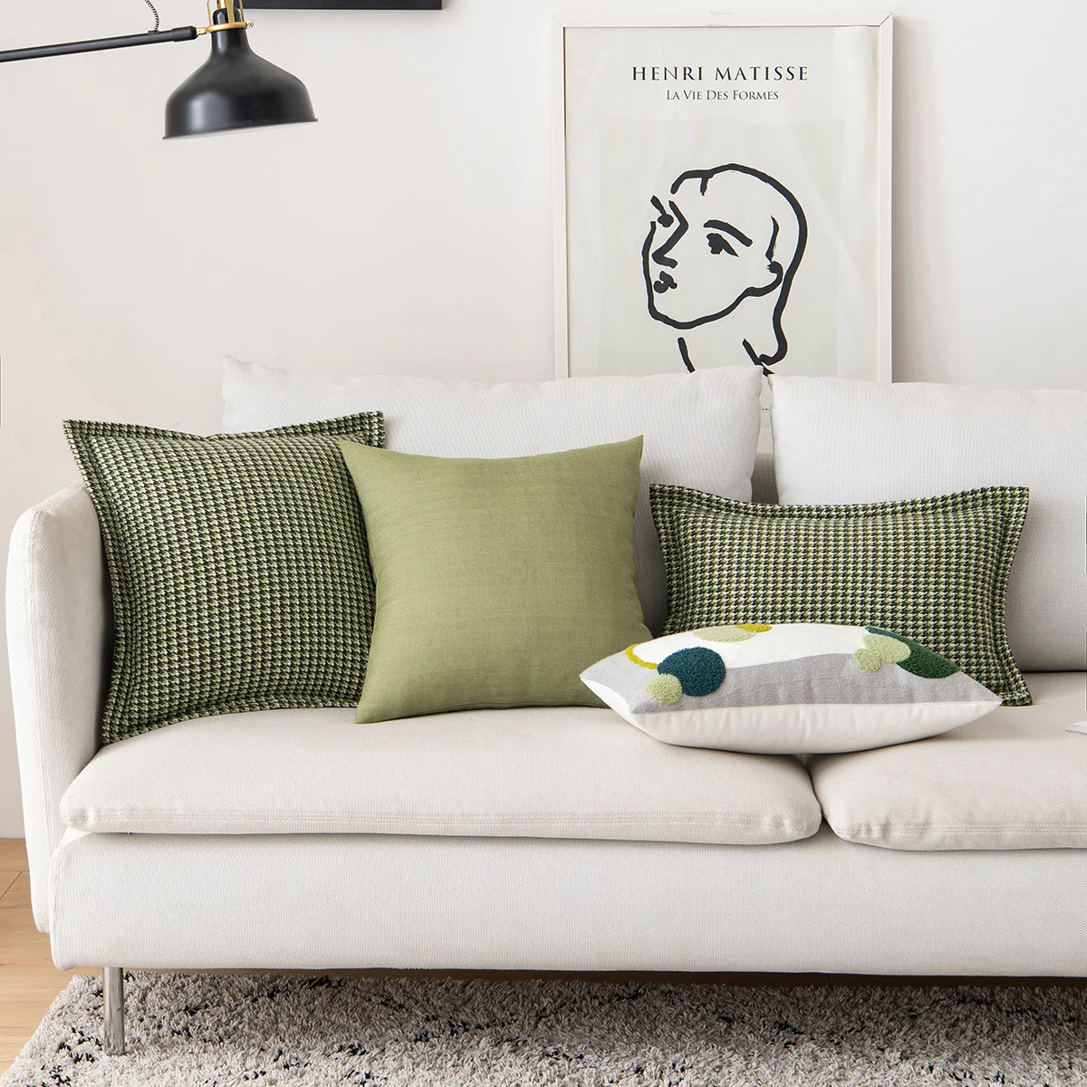 Nordic thousand bird grid pillow cover study pillow cushion car bedroom sofa cushion modern plaid pillowcase