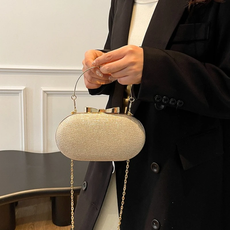 

Luxury Sequined Hand-held Dinner Bag, Elegant Style Bag, High-end Chain Single-shoulder Crossbody Bag, Handbag for Wedding Party