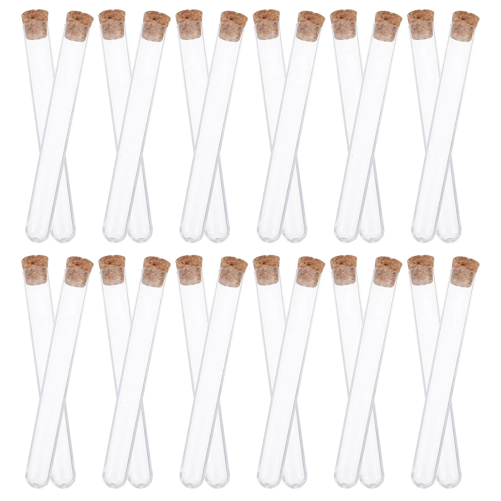 

100pcs Plastic Tubes Plastic Test Tubes 12x100mm Wood Stopper Portable Liquid Storage Containers for Science Experiment
