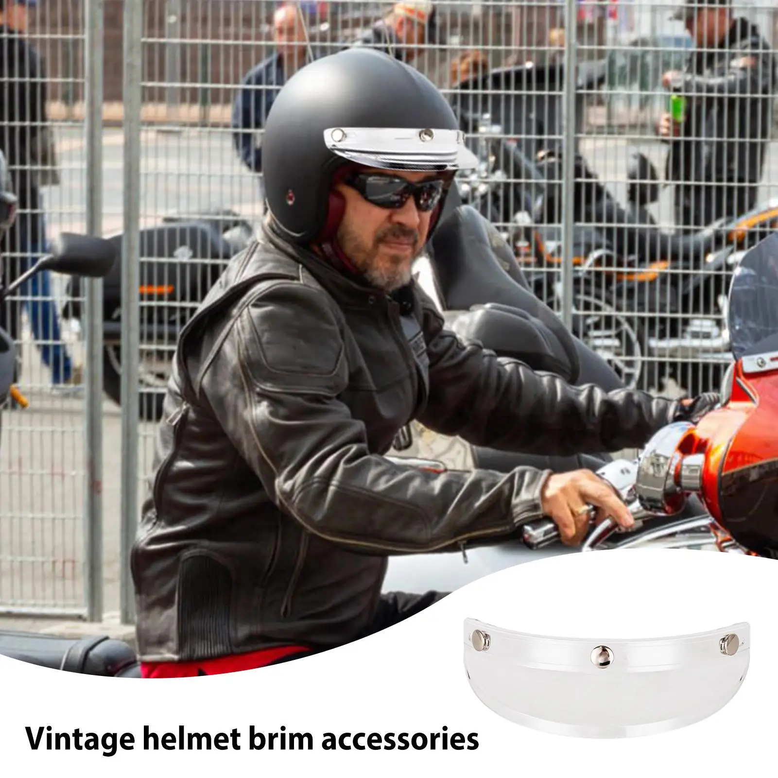 Vintage Style Sun Block Motorcycle Helmet Sun Visor Three-Clip Easy Installation Accessory for Half Face Motocross Helmets