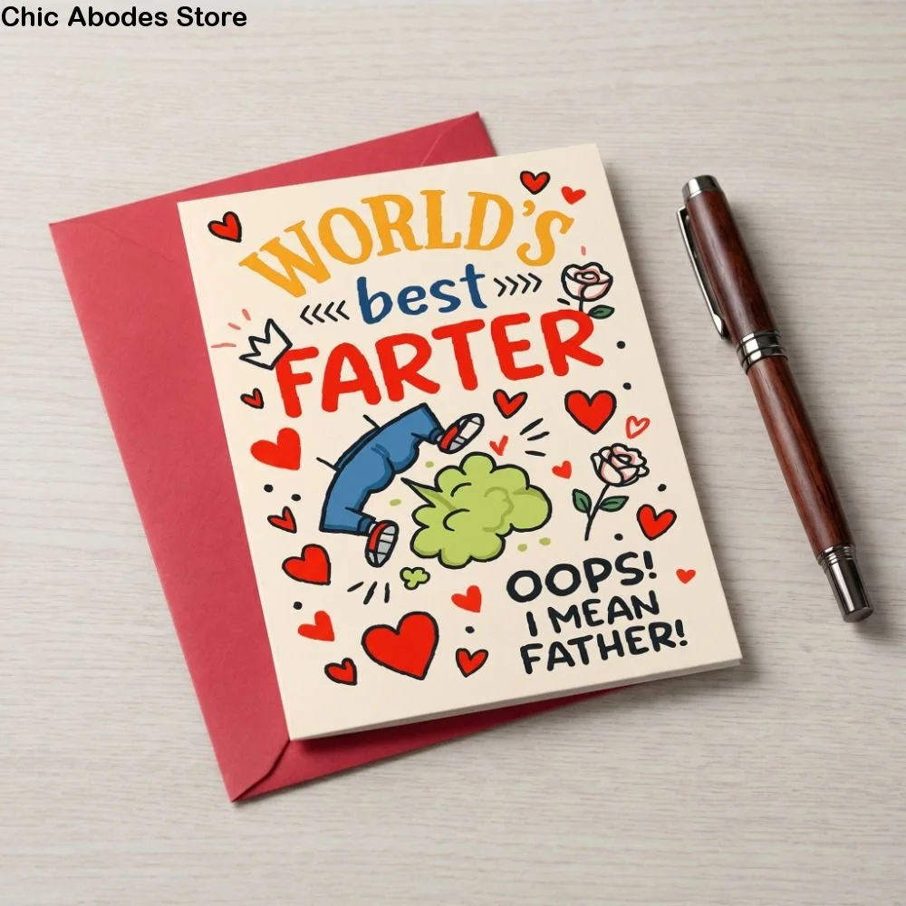 Carte de vœux humoristique pour la fête des pères avec enveloppe, design amusant, carte de vœux pour papa, meilleurs vœux, cadeaux pour la fête des pères, anniversaire