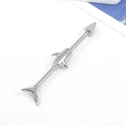 1PCS Stainless Steel Shark Industrial Piercing Barbell 14G  Industrial Earring Tragus Cartilage Jewelry Industrial Rings