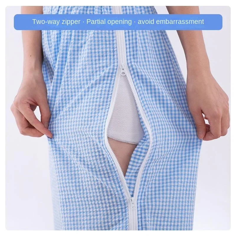 Pantalones cortos Capris para pacientes, fáciles de usar y quitar, cuidado de roturas, diseño bidireccional con cremallera, medio pantalón para cama