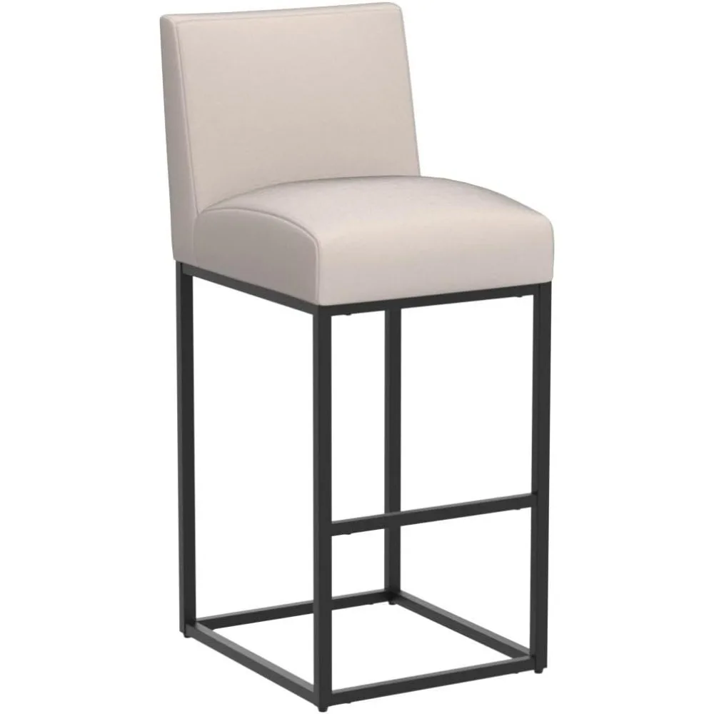 패딩 처리된 등받이가 있는 현대적인 덮개를 씌운 바 의자 31개, 검은색 금속 프레임의 높은 바 의자