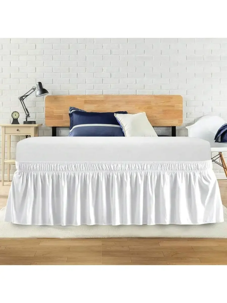 

Queen Size Elastic Bed Skirt With Ruffles 14 Inch Drop Dust Ruffle For Adjustable Bed