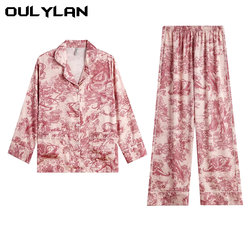 New pajamas with tiger long sleeve pants Chinese retro home outfit, can go out to wear comfortable pajamas, women's pajamas