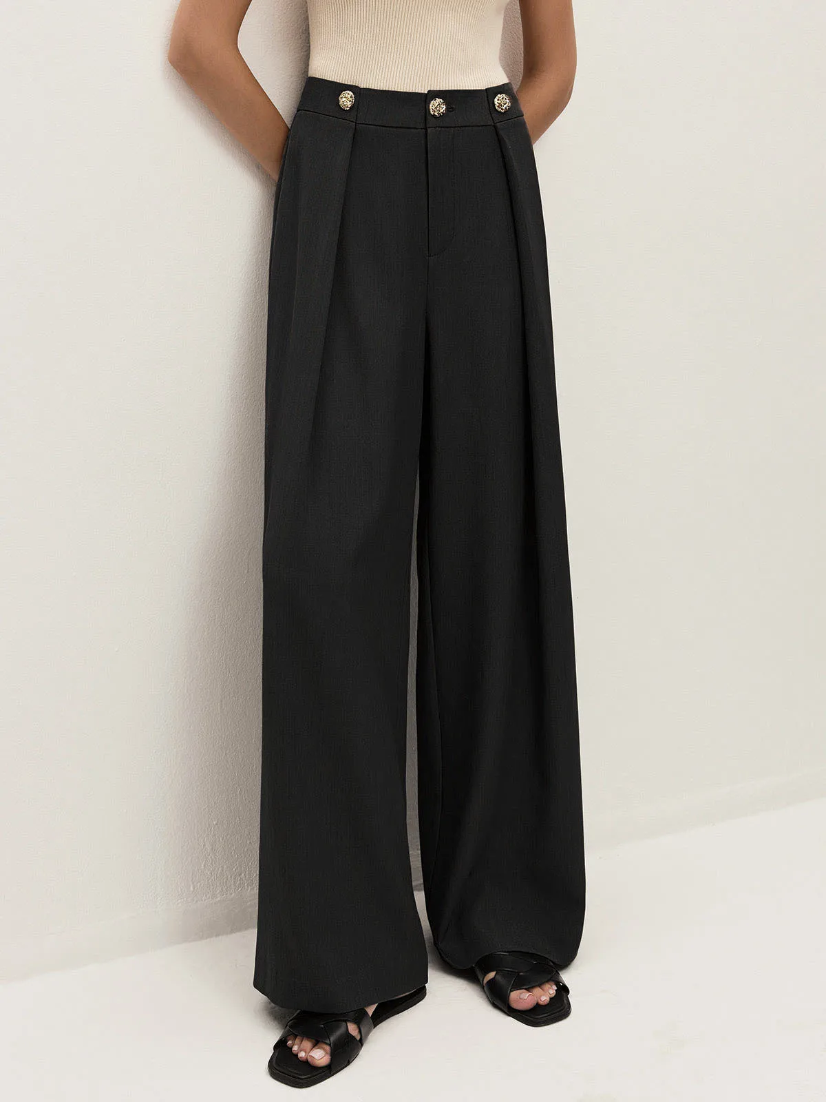 Women's Casual Solid Wide Leg Pants Autumn Fashion Pants High Waist Loose Wide Legs Trousers Female Straight New Trousers 2025