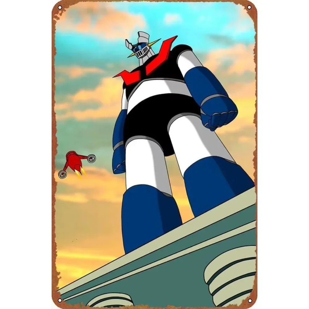 MAZINGER Z INTRO COVER Animation Posters Tin Signs Retro Metal Movie Tins for Bar Pub Home Cafes Wall Decor,12x8inch 20x30cm