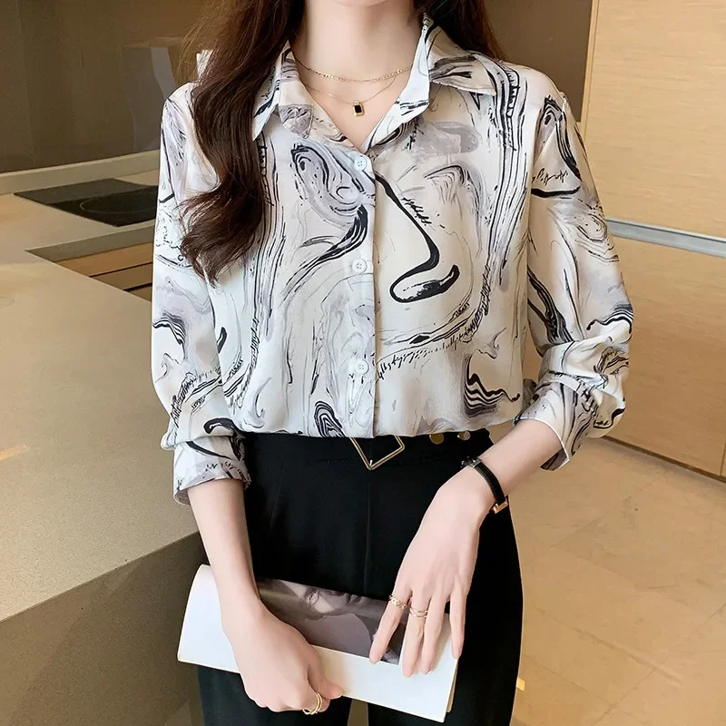 New Fashion Spring Summer Long Sleeve Lapel Shirt New Loose and Comfortable Casual Blouse for Women Clothing