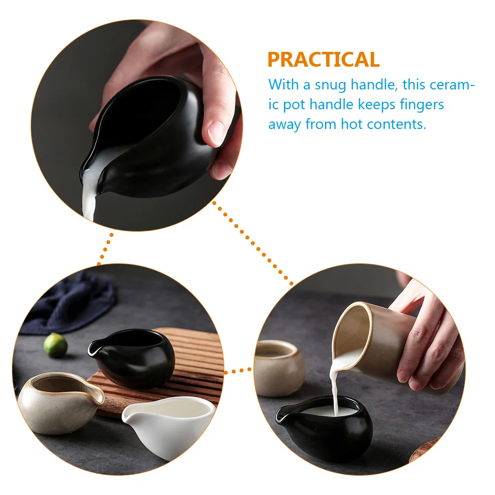 

Round Mouth Scoop Ceramic Sauce Jug Coffee Syrup Pitcher Milk Container Krug Dispenser Cups Nordic Anti Slip Practical