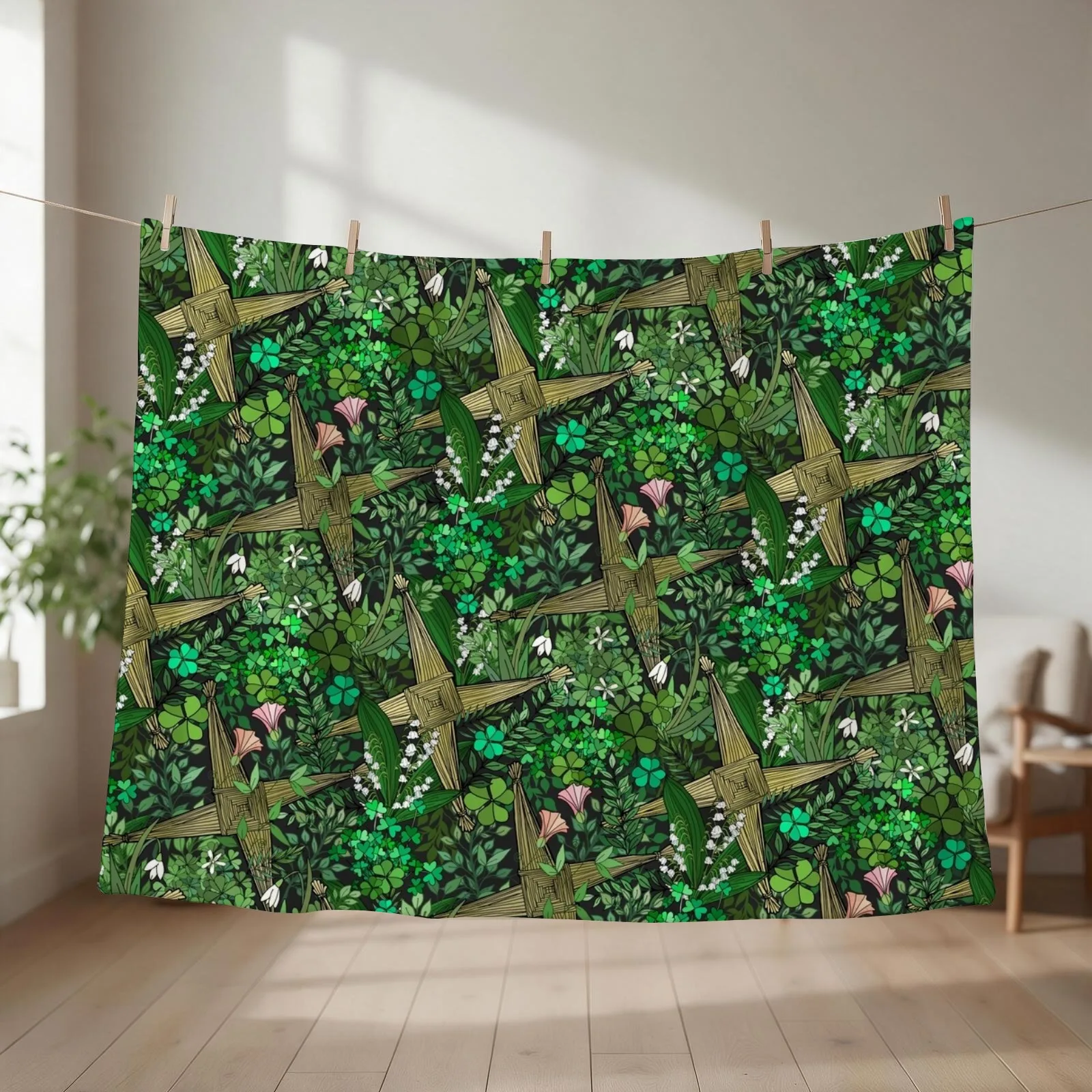 Saint Brigid's Cross in the Celtic Spring Throw Blanket blankets ands Kid'S For Decorative Sofa Sofa Blankets