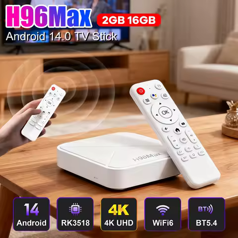 H96Max Android TV Stick 2GB 16GB Android14.0 Smart TV Box RK3518 WiFi 6 Bluetooth 4K HD Media Player Voice Assistant Set Top Box