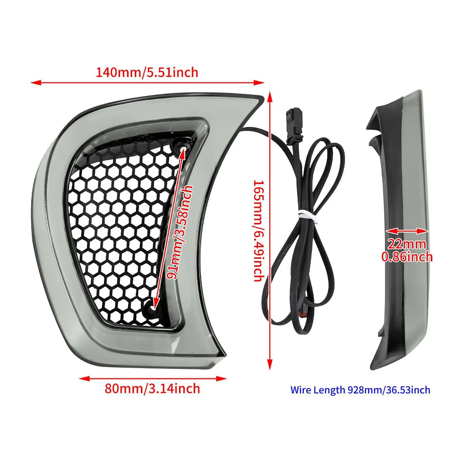 Motocicleta faróis, ventilação componente sotaque, Turn Signal, LED indicador lateral, 2