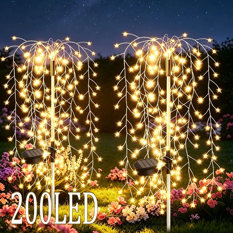 LED Firework Decor Solar Lights Outdoor Waterproof Garden Pathway Fairy Lights for Yard Porch Balcony Patio