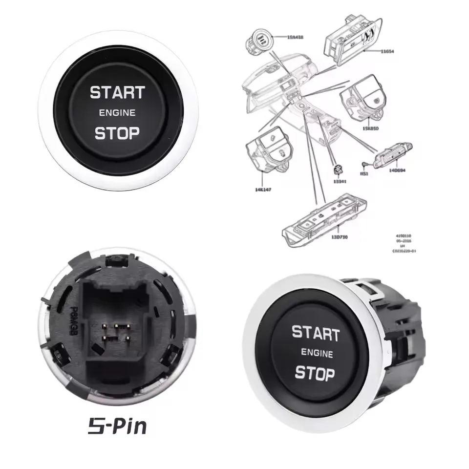 Кнопка запуска/остановки двигателя LR070381 для Land Rover Discovery 5, Range Rover Sport, Velar 2016-2021 (L560, L405, L494, L462)