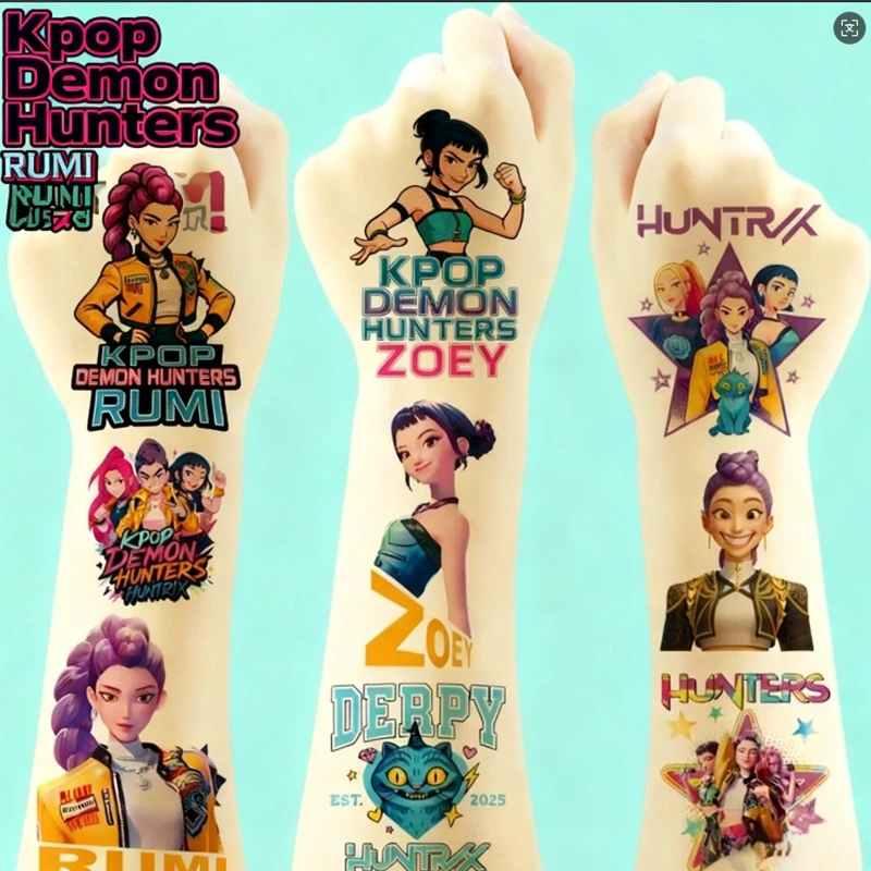 20 قطعة/المجموعة الكرتون Kpop شيطان الصيادين المؤقتة الوشم ملصق رومي لطيف مقاوم للماء الوشم لهدية حفلة مضحكة