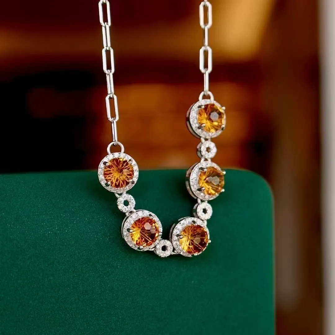 

Wealth Increasing Stone 925 Silver Set Natural 5A Citrine Chain Bracelets Yellow Gem Luxury Cuff Bangle Practical Jewelry Bijoux