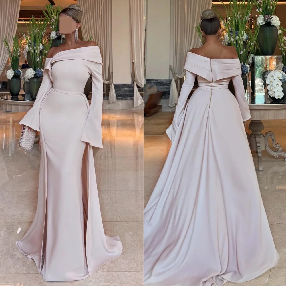 

Customized Matching Exquisite Jersey Pleat Ruched Mermaid Off-the-shoulder Long Dresses Bespoke Occasion Dresses Sizes Available