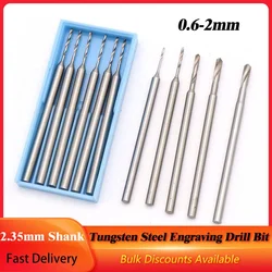 Tungsten Steel Engraving Drill Bit 2.35mm Shank 0.6-2mm Rotary File For Ivory Olive Core Carving Drill Needle Engraving Tools