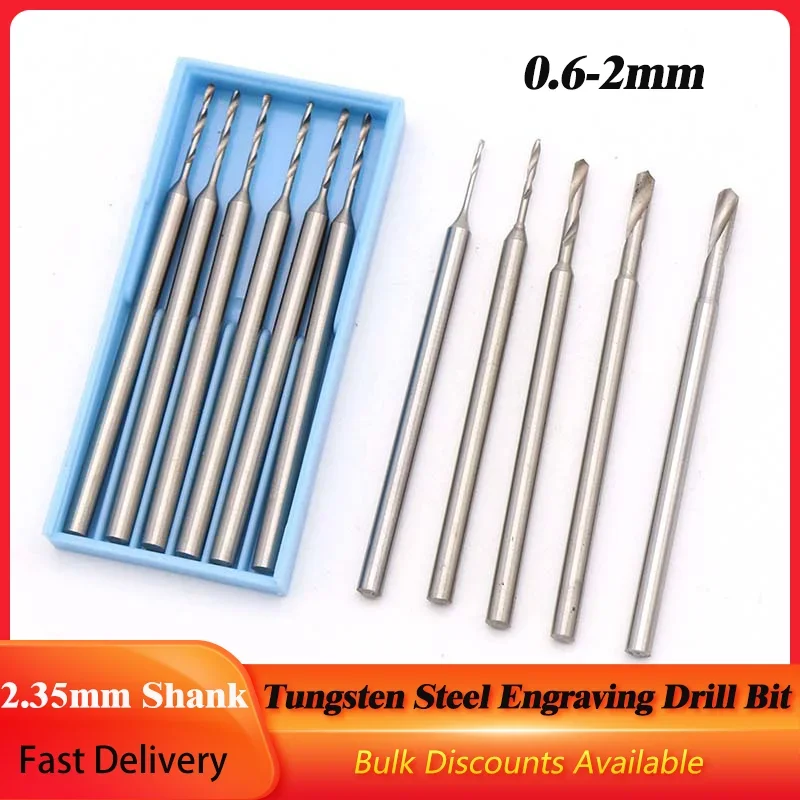 Tungsten Steel Engraving Drill Bit 2.35mm Shank 0.6-2mm Rotary File For Ivory Olive Core Carving Drill Needle Engraving Tools
