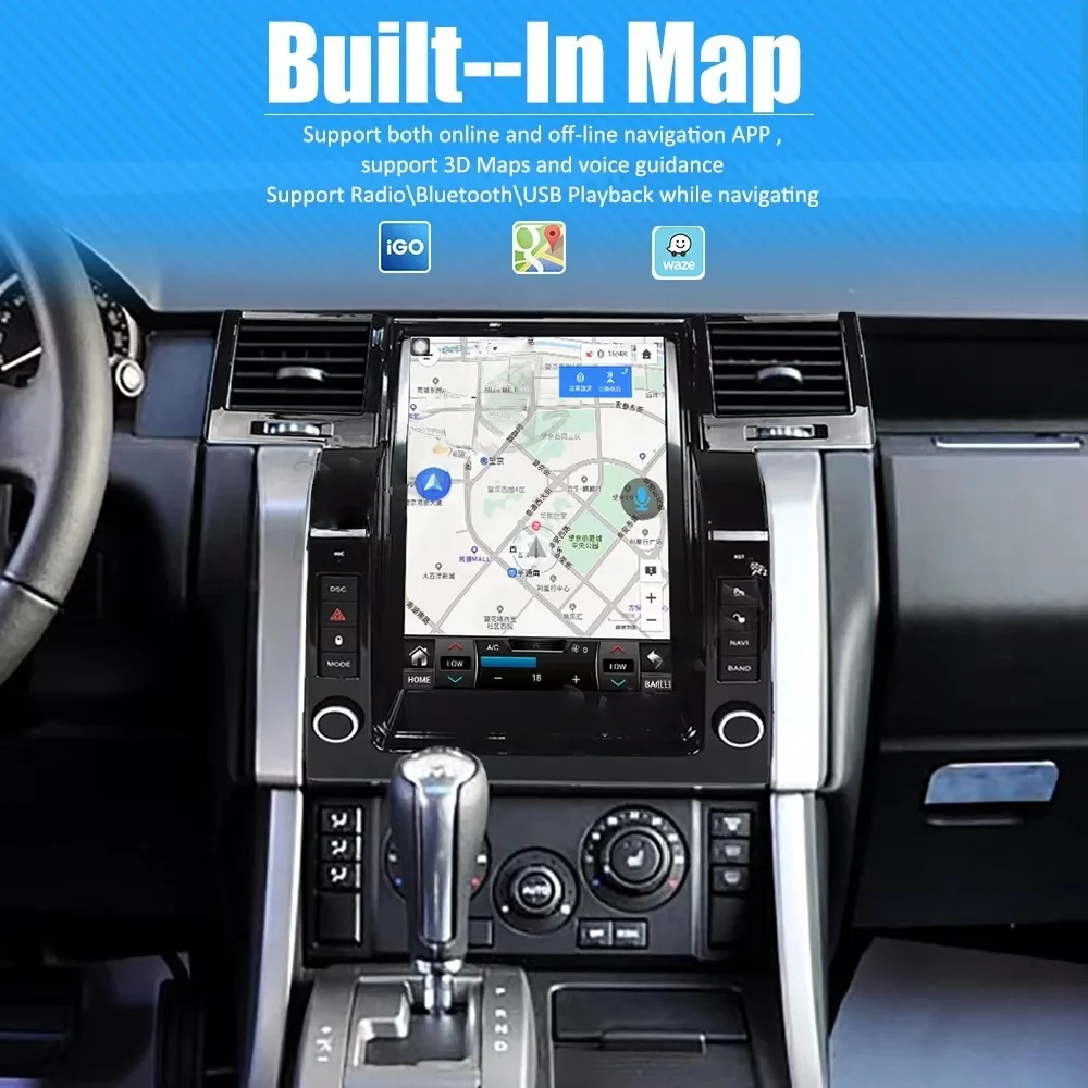 8+256G Android 14 For Land Rover Range Rover Sport 2005 2006 2007 2008 2009 CarPlay GPS Multimedia Radio Audio Player Head Unit