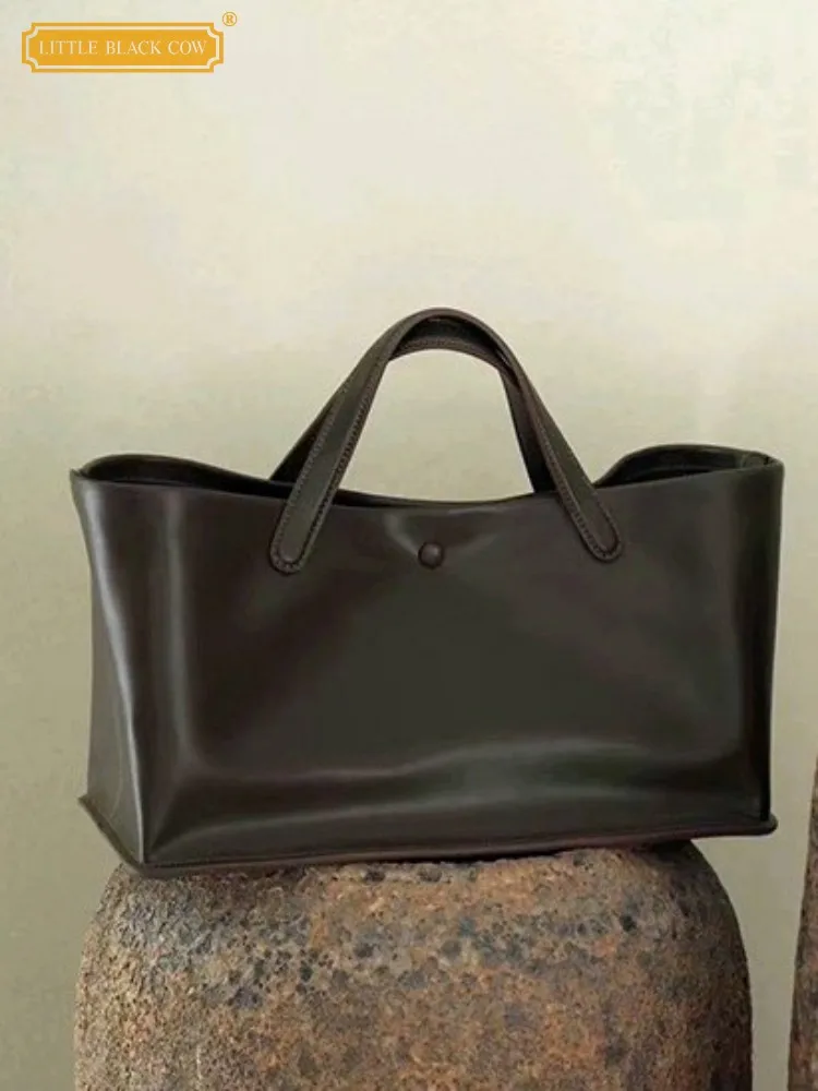 Biurowa, damska torebka z prawdziwej skóry bydlęcej, jednokolorowa, o dużej pojemności, w stylu vintage, elegancki design, damskie torby na jedno ramię