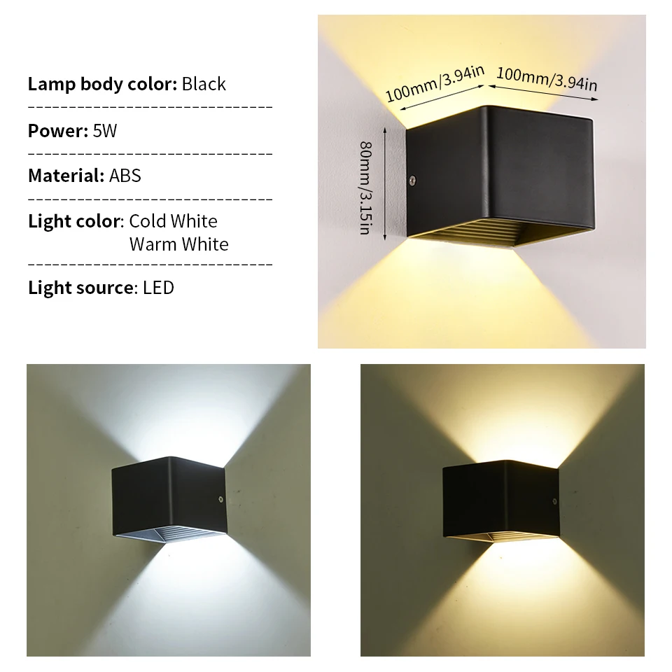 5W AC85-265V Lampada da parete a LED a montaggio superficiale Apparecchio moderno nordico Lampade da parete per interni Soggiorno Portico Scale