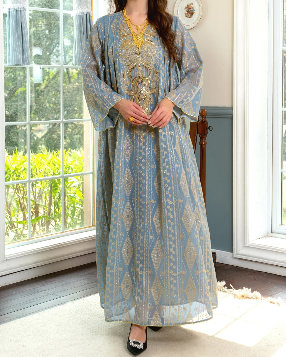 

Middle East 2025 Saudi Dubai evening dress European Muslim temperament sequin embroidered robe-GZXX634