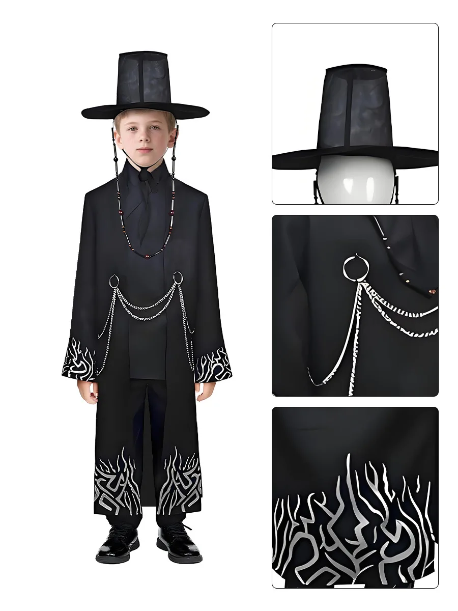 أزياء أنيمي شيطان هنتر ساجا بوي جينو التأثيرية مجموعة Kpop الغناء كوريا نمط رجل البدلة قبعة سوداء Y2K القوطية هالوين kpop cos #3