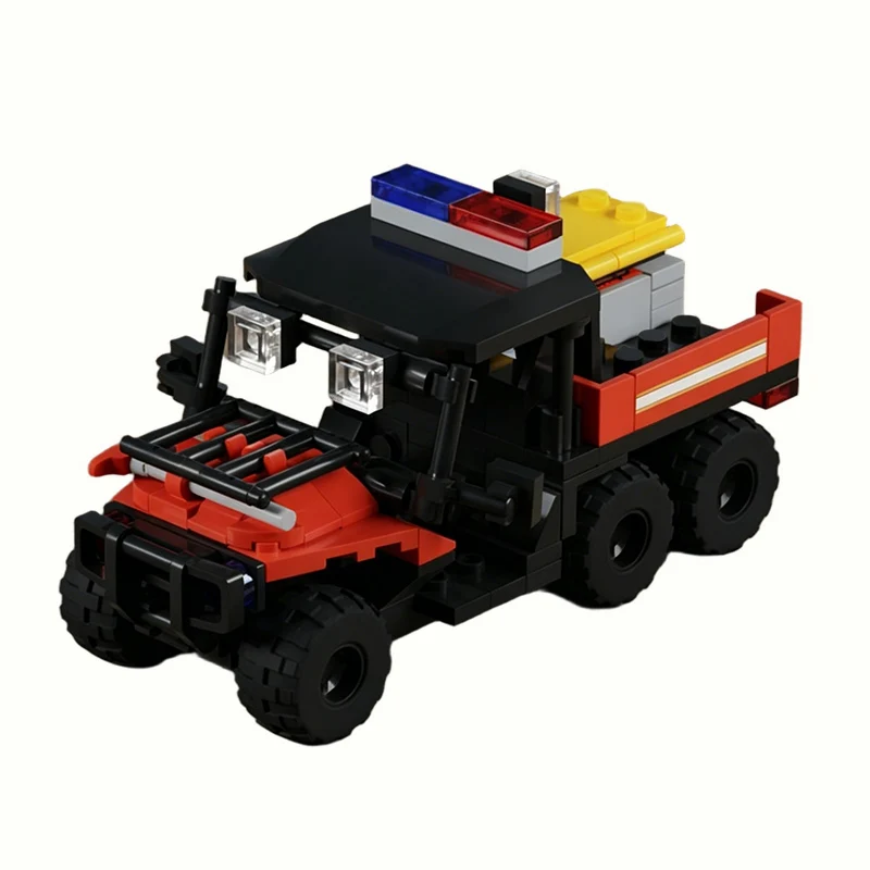 Fire And Rescue Off-Road Vehicle Model MOC Building Bricks War Equipment Modular Technology Gifts Holiday Assemble Children Toys