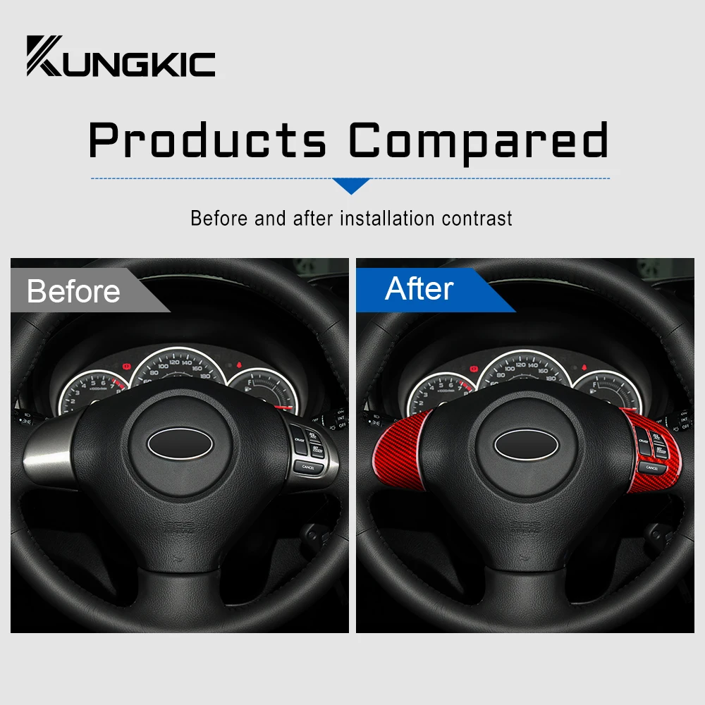 Real Soft Carbon Fiber Sticker For Subaru Impreza 2009 2010 2011 Car Steering Wheel Button Frame Interior Trim Accessories