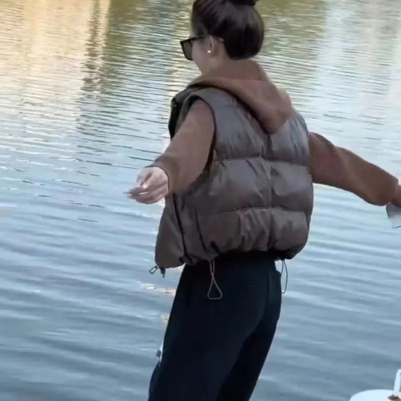 

Gagarich Winter Vest Korean Fashion Stand Up Collar Women Autumn Winter Stylish Versatile Short Loose Shoulder Vest Jackets