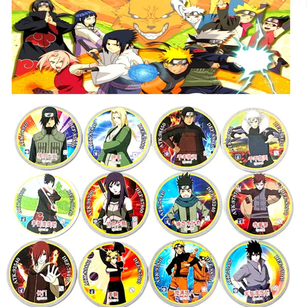 6 Pack Anime Naruto Cards Kakashi Round Paper Card Family Entertainment Exchange Printed Trading Kid Gift Toy