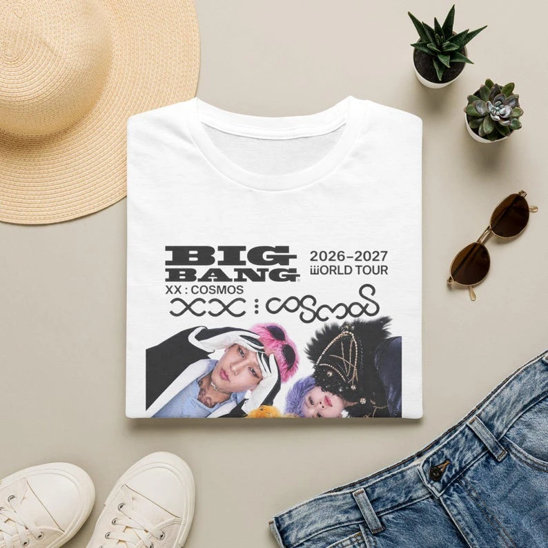 Bigbang 20. Jubiläumskonzert Unisex T-Shirt XX COSMOS 2026-2027 Welttournee Vorder- und Rückseiten-Porträtdruck Kpop VIP-Fan-T-Shirt – Detail 4
