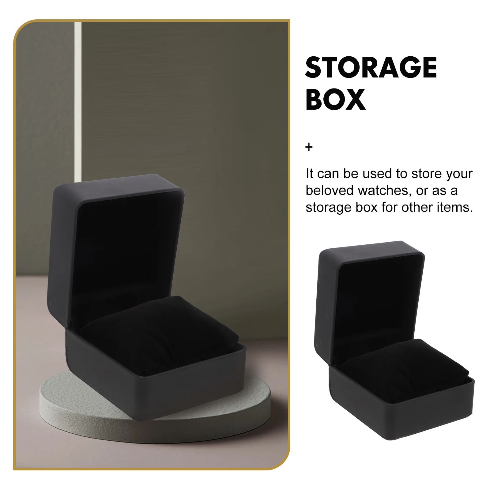 

2 Pcs Watch Storage Box Jewelry Case Household Multi function Portable Convenient Flannel Travel Supply PU Velvet Watch