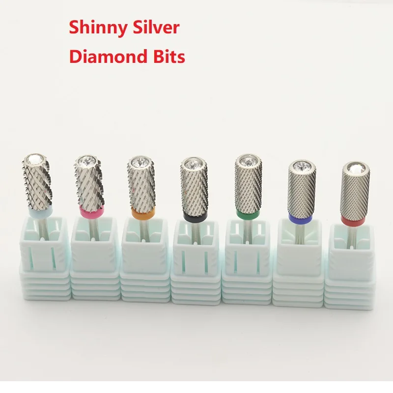 New Silver! Quality 6.5mm Diamond Big Round Top Barrel Original Tungsten Steel Carbide Manicure Nail Drill Bit File Accessories