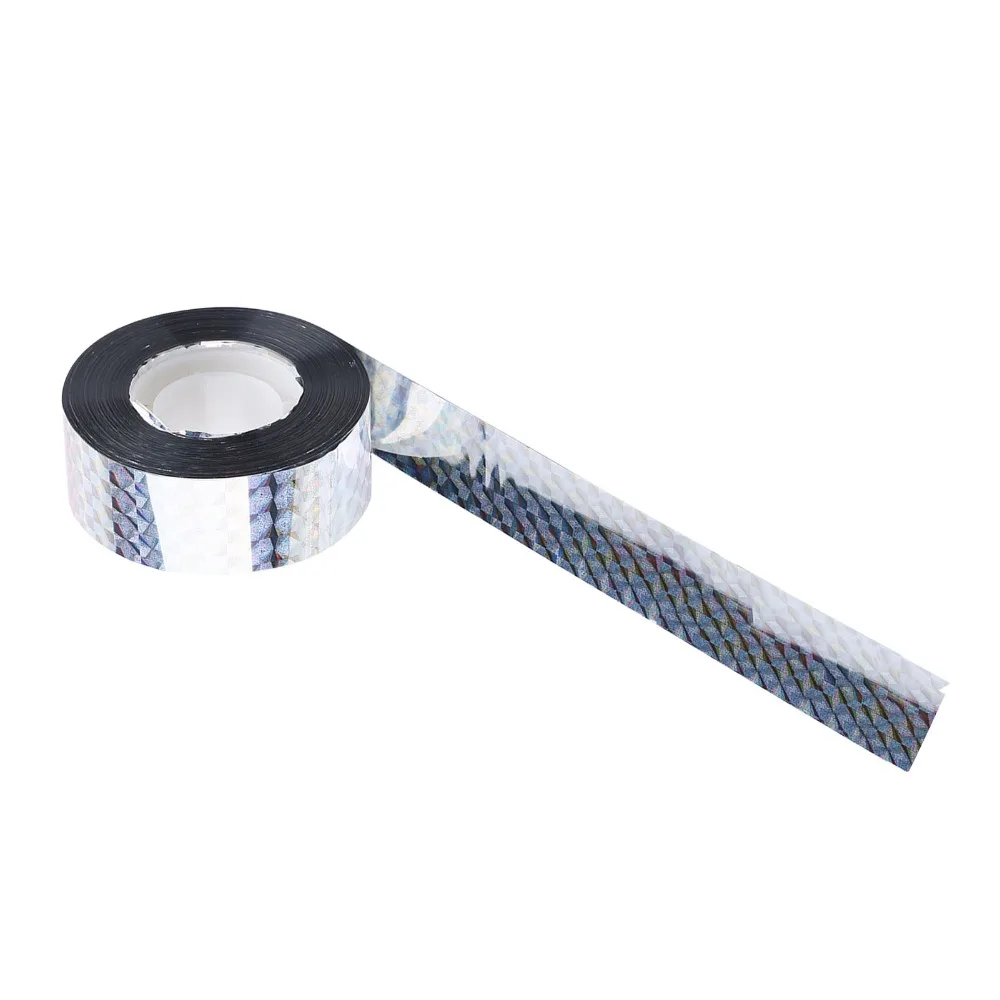 2PCS Durable PET Bird Deterrent Tape Silver Holographic Bird Reflective Ribbon Visual Flash Audible Flash Bird Scare Tape