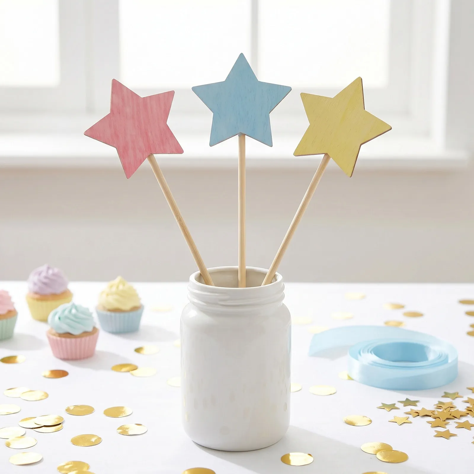 20Pcs Star Shaped Fairy Wands Wooden Unfinished DIY Craft Kit for Girls Birthday Party Wedding Cosplay Wedding Fairy Wands
