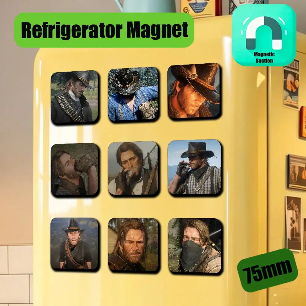 For Arthur Morgan Refrigerator Magnets Metal Icebox Cabinet Custom Fridge Magnetic Card Cover