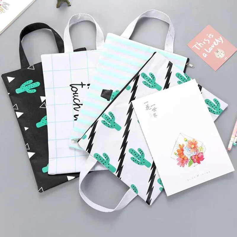 File Folder Capacity Holder File Bag with Handle Canvas Handbag Folder Holder Organizer File Pocket School Office