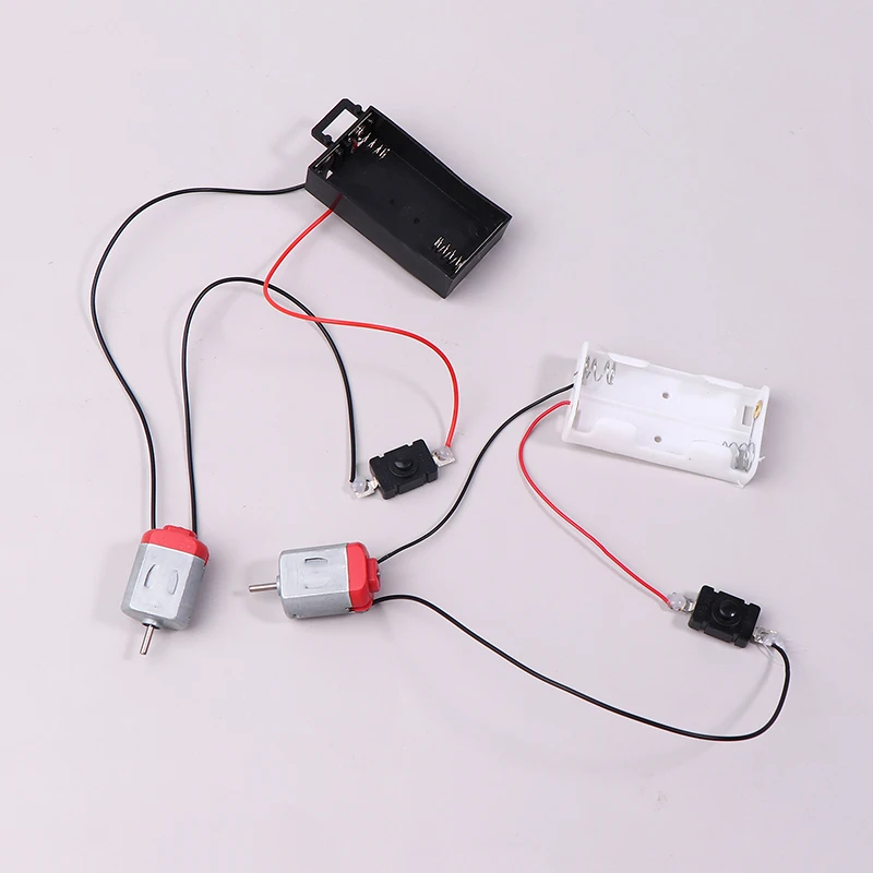 1Pc Black White 130 Motor Kit With 2xAA Battery Storage Case And Switch 16500 RPM Mini DIY Electronic Motor Circuit Models Kit