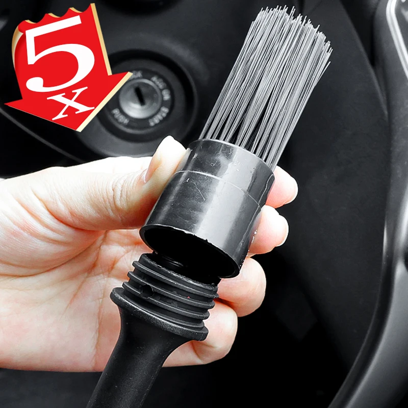 

5pcs Car Detailing Cleaning Brushes Soft Detail Brush Wheel Cleaner Auto Dust Removal Brush Car Interior Exterior Accessories