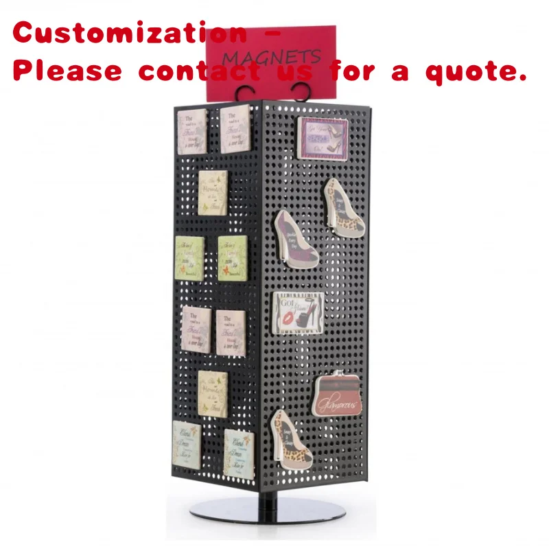 

custom.Custom Floor Metal Four Sides 360 Degree Rotating Pegboard Jewelry Rotating Display Stand With Hooks