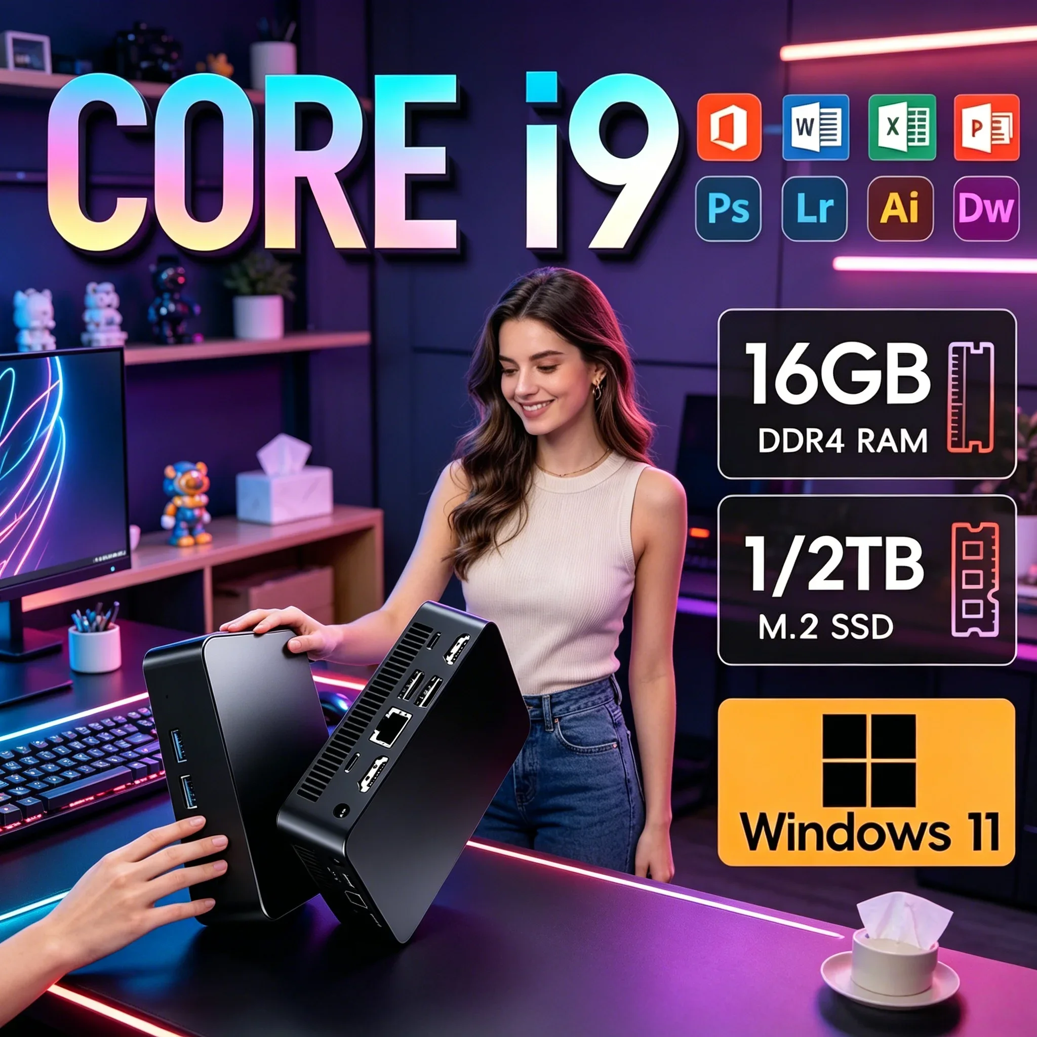 

High Capacity Upgraded Mini PC Mass Data Storage Stable Working Home Leisure Entertainment Desktop Host
